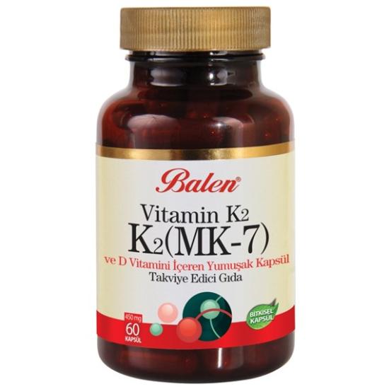 Balen Vitamin K2 (Mk-7) Ve D Vitamini İçeren Yumuşak Kapsül Takviye Edici Gıda